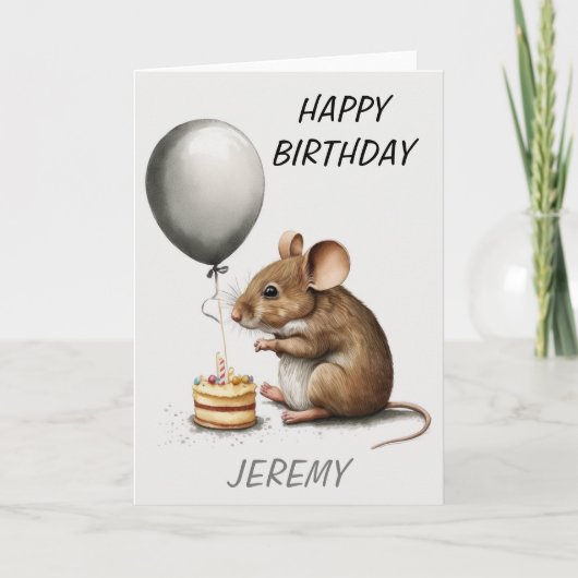 Happy Birthday Cute Mouse gepersonaliseerd Kaart (Voorkant)