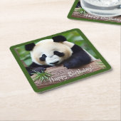 Happy Birthday Cute Panda Beer Kartonnen Onderzetters (Schuin)