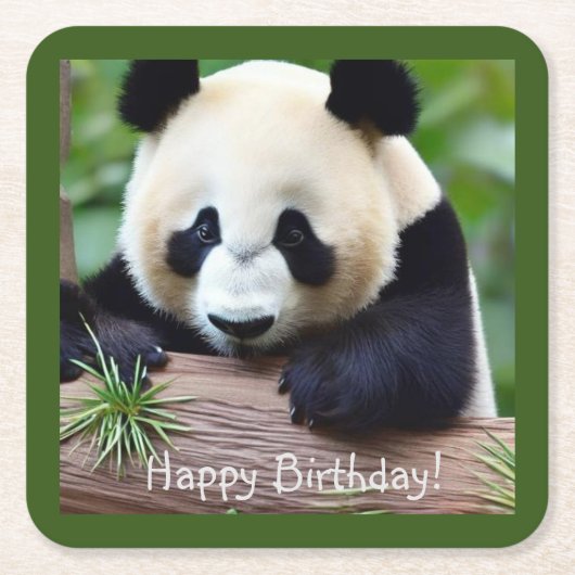 Happy Birthday Cute Panda Beer Kartonnen Onderzetters (Voorkant)