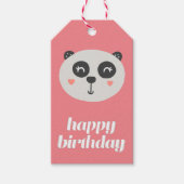 Happy Birthday - Cute Panda Beer - Roze Kinderen Cadeaulabel (Voorkant)