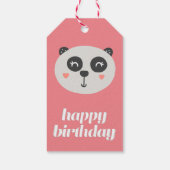 Happy Birthday - Cute Panda Beer - Roze Kinderen Cadeaulabel (Achterkant)