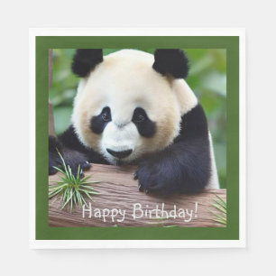 Happy Birthday Cute Panda Beer Servet