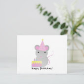Happy Birthday Cute Parrty Mouse Feestdagenkaart (Staand voorkant)