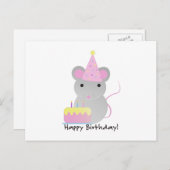 Happy Birthday Cute Parrty Mouse Feestdagenkaart (Voorkant / Achterkant)