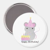 Happy Birthday Cute Parrty Mouse Magneet (Voorkant / Achterkant)