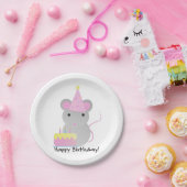 Happy Birthday Cute Parrty Mouse Papieren Bordje (Feest)