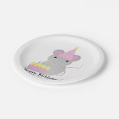 Happy Birthday Cute Parrty Mouse Papieren Bordje (Gekanteld)