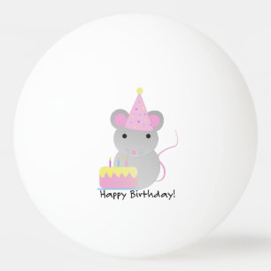 Happy Birthday Cute Parrty Mouse Pingpongbal