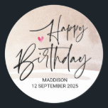 Happy Birthday Cute Party Gifts for Family Friends Ronde Sticker<br><div class="desc">Uw bruiloft zal een sprankelende en verfijnde affaire zijn, dus het past alleen om die verfijning uit te drukken in elk detail van uw speciale dag tot aan de kleinste gepersonaliseerde details. Stijlvol en mooi deze gepersonaliseerde bruiloft dank u labels zijn ideaal voor bruiloft gunsten of als envelop afdichtingen op...</div>