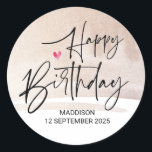 Happy Birthday Cute Party Gifts for Family Friends Ronde Sticker<br><div class="desc">Uw bruiloft zal een sprankelende en verfijnde affaire zijn, dus het past alleen om die verfijning uit te drukken in elk detail van uw speciale dag tot aan de kleinste gepersonaliseerde details. Stijlvol en mooi deze gepersonaliseerde bruiloft dank u labels zijn ideaal voor bruiloft gunsten of als envelop afdichtingen op...</div>