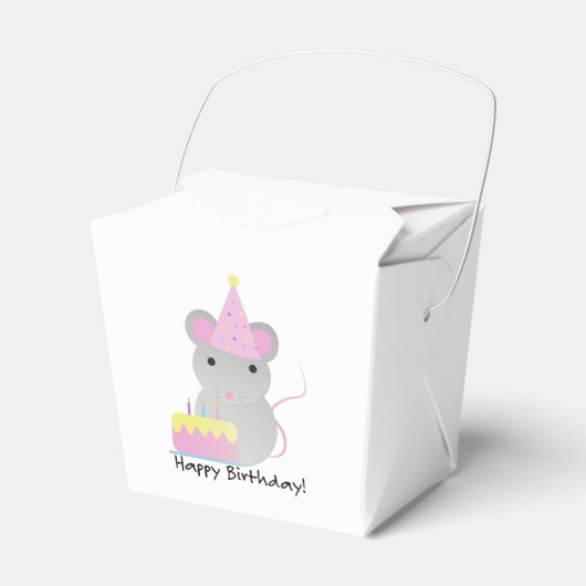 Happy Birthday Cute Party Mouse Bedankdoosjes (Voorkant Zijde)