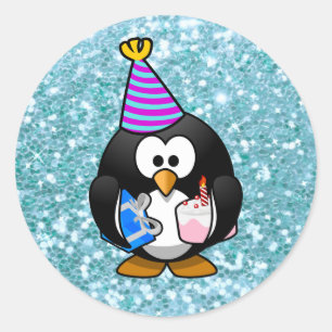 Happy Birthday Cute Penguin met Gifts Sticker