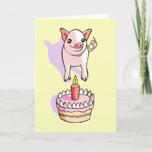 Happy Birthday Cute Piglet-tekaart Kaart