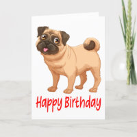 Happy Birthday Cute Pug Puppy Dog Cartoon Verse