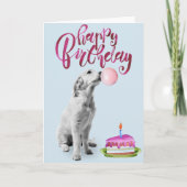 Happy Birthday Cute Puppy Golden Retriever Bubble Kaart (Voorkant)