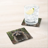 Happy Birthday Cute Raccoon Kartonnen Onderzetters (Insitu)
