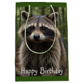 Happy Birthday Cute Raccoon Medium Cadeauzakje (Voorkant)