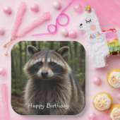 Happy Birthday Cute Raccoon Papieren Bordje (Feest)