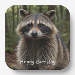 Happy Birthday Cute Raccoon Papieren Bordje
