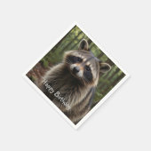 Happy Birthday Cute Raccoon Servet (Hoek)