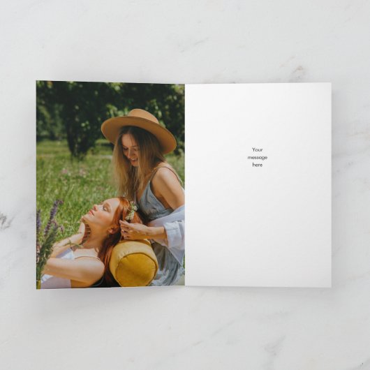 Happy Birthday Cute Script Heart Photo Card Kaart (Binnen)