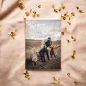 Happy Birthday Cute Script Heart Photo Card Kaart