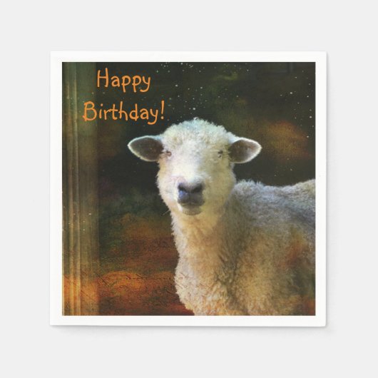 Happy Birthday Cute Sheep Servet (Voorkant)