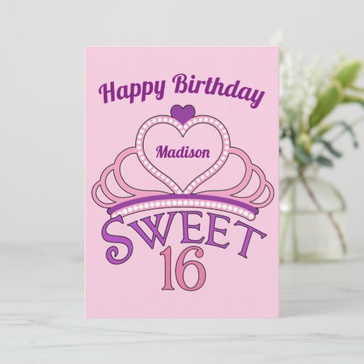 Happy Birthday Cute Specialized Sweet Sixteen Kaart (Staand voorkant)
