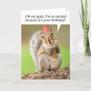 Happy Birthday Cute Squirrel in Party Pet Feestdagen Kaart
