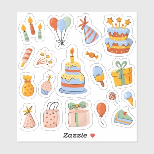 Happy Birthday Cute Stickers set (Vel)
