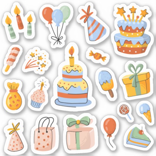 Happy Birthday Cute Stickers set (Voorkant)