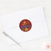 Happy Birthday | Cute Sunshine Classic Round Stick Ronde Sticker (Envelop)