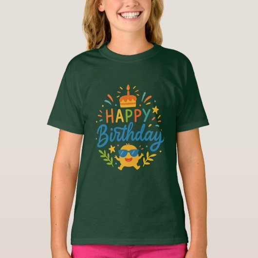 Happy Birthday Cute Sunshine Girls' Basic T-Shirt (Voorkant)