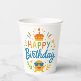 Happy Birthday | Cute Sunshine Party Paper Cup Papieren Bekers