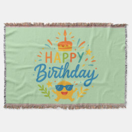 Happy Birthday | Cute Sunshine Throw Blanket Deken