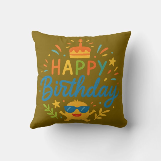 Happy Birthday | Cute Sunshine Throw Pillow Kussen (Achterkant)