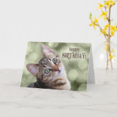 Happy Birthday Cute Tabby Kitten Kaart (Gele Bloem)