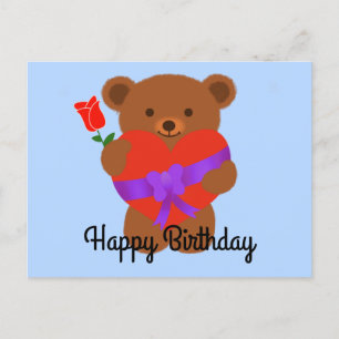 Happy Birthday Cute Teddy Bear #1 Briefkaart