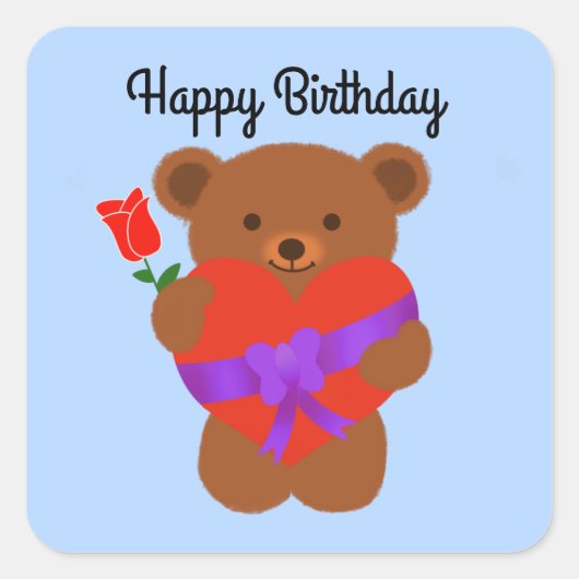 Happy Birthday Cute Teddy Bear #1 Stickers (Voorkant)