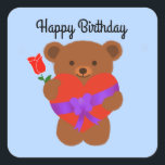 Happy Birthday Cute Teddy Bear #1 Stickers<br><div class="desc">Cute Teddy Bear #1</div>