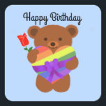 Happy Birthday Cute Teddy Bear #2 Stickers<br><div class="desc">Cute Teddy Bear #2</div>