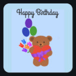 Happy Birthday Cute Teddy Bear #3 Stickers<br><div class="desc">Cute Teddy Bear #3</div>