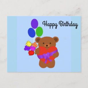 Happy Birthday Cute Teddy Bear #4 Briefkaart