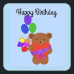 Happy Birthday Cute Teddy Bear #4 Stickers<br><div class="desc">Cute Teddy Bear #4</div>