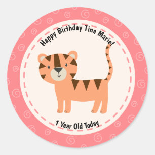 Happy Birthday Cute Tiger dierentuin Ronde Sticker