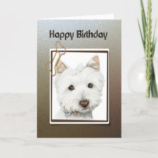 Happy birthday, cute westie dog greeting card kaart