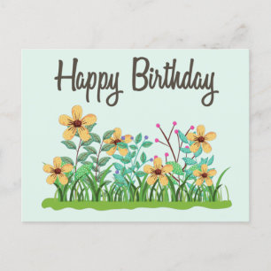 Happy Birthday Cute Yellow Garden Flowers Briefkaart