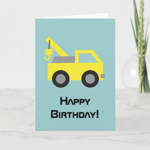 Happy Birthday, Cute Yellow Vehicle voor kinderen Kaart