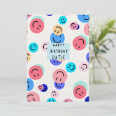 Happy Birthday Cutie Feestdagenkaart (Staand voorkant)
