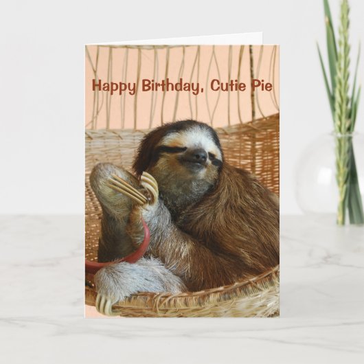 Happy Birthday Cutie Pie Sloth Kaart (Voorkant)